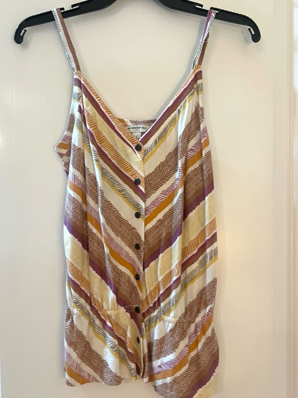 Banana Republic Striped Spaghetti-Strap top in Cream, Mustard & Mauve